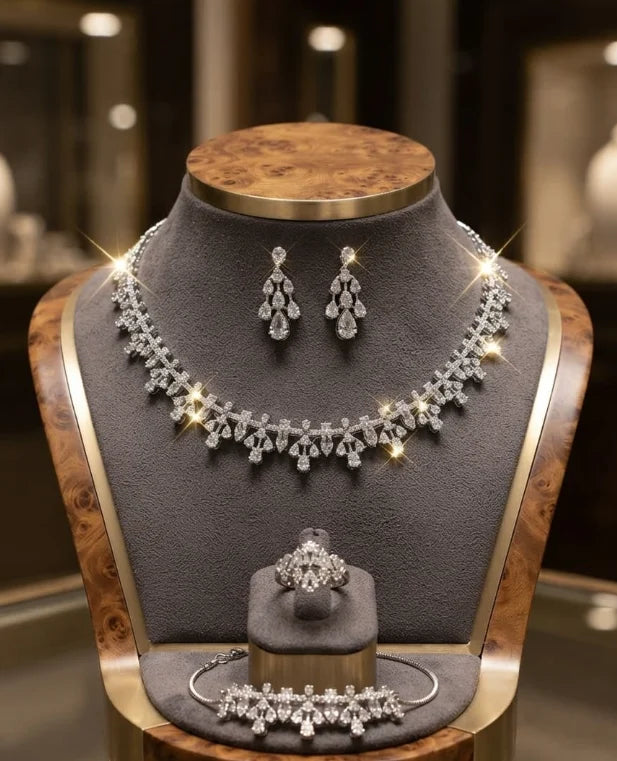 Woman Stylish Silver Jewelry Set